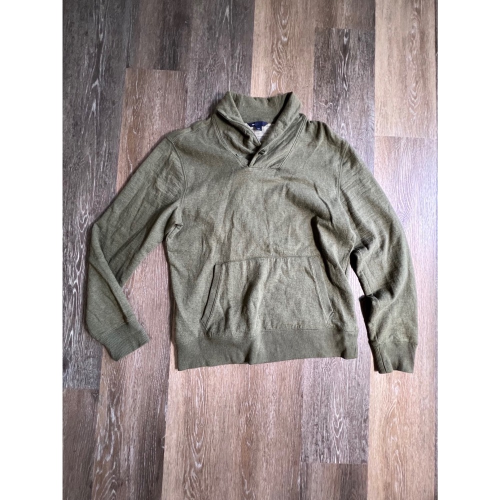Gap Shawl‎ Collar Sweater Mens Medium Green Good Cotton Knit Pullover Kangaroo